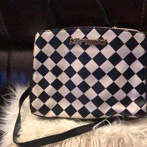 Betsy Johnson checkered black & white contemporary purse.  Spotless!!!